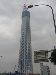ジョギングしながら東京スカイツリー