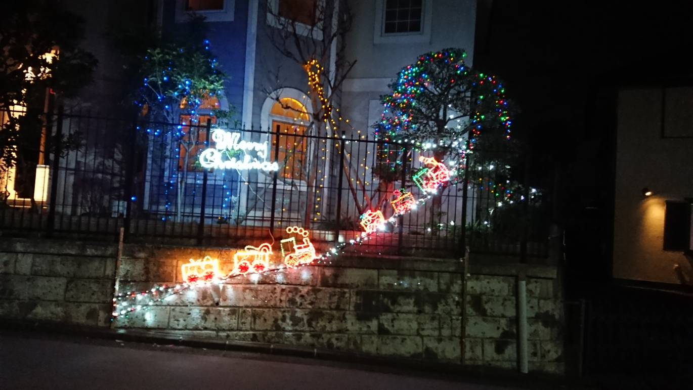 実家のクリスマスイルミネーション　偽クリスマスツリー(；´Д｀)