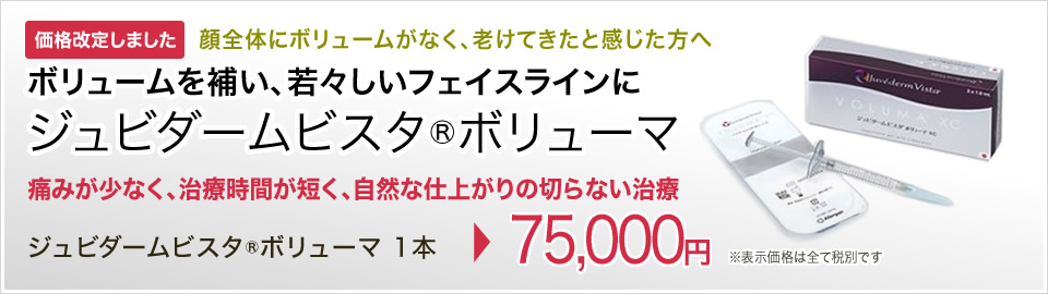 ヒアルロン酸　ボリューマとクレヴィエルの価格を改定しました。