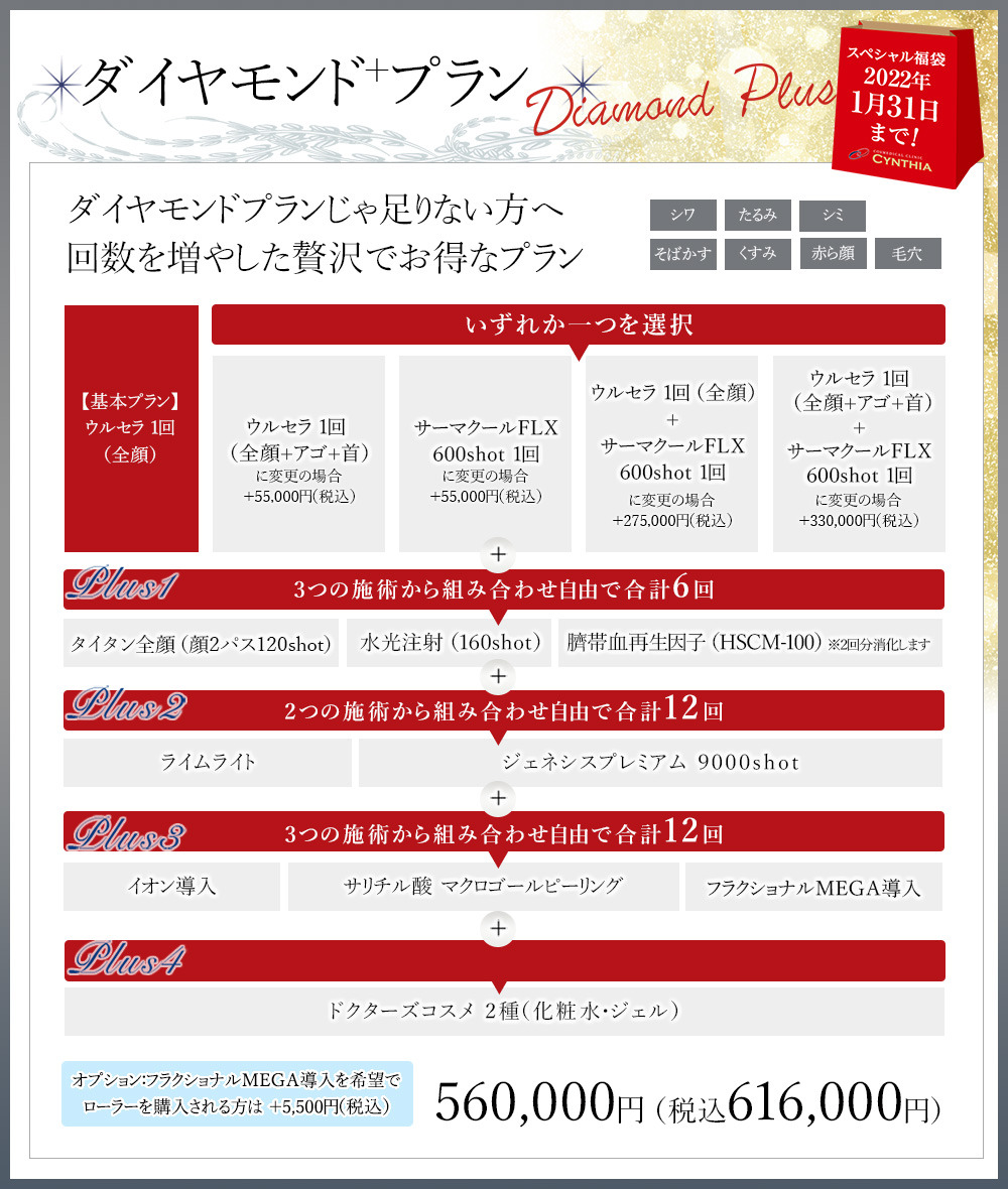 2022年 冬の福袋　（美容皮膚科治療 とてもお得な組み合わせ）のご案内