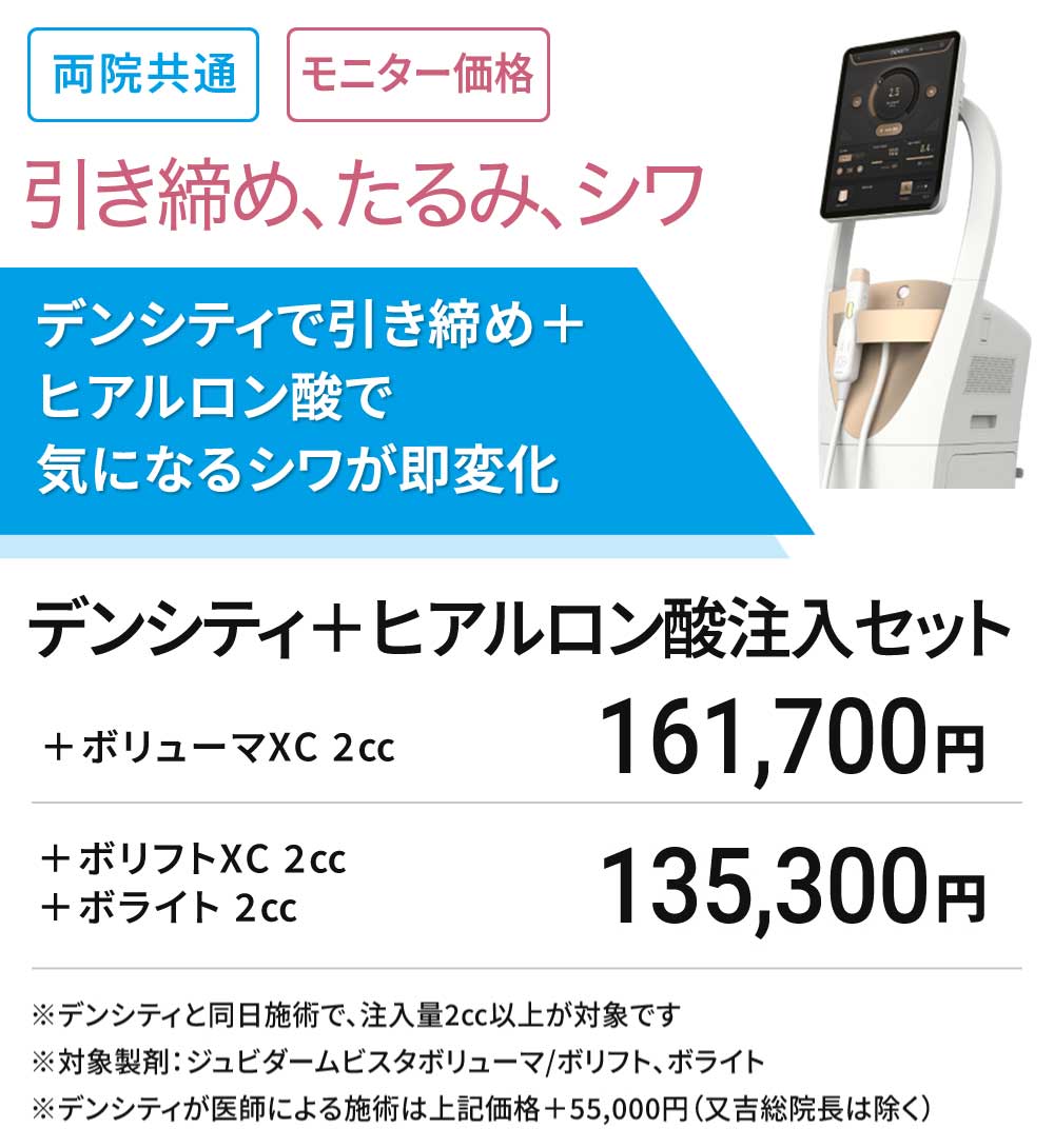 両院共通　シワ改善　デンシティ＋ヒアルロン酸注入　モニター