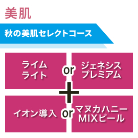 定番治療を自由に組み合わせ　秋の美肌セレクトコース