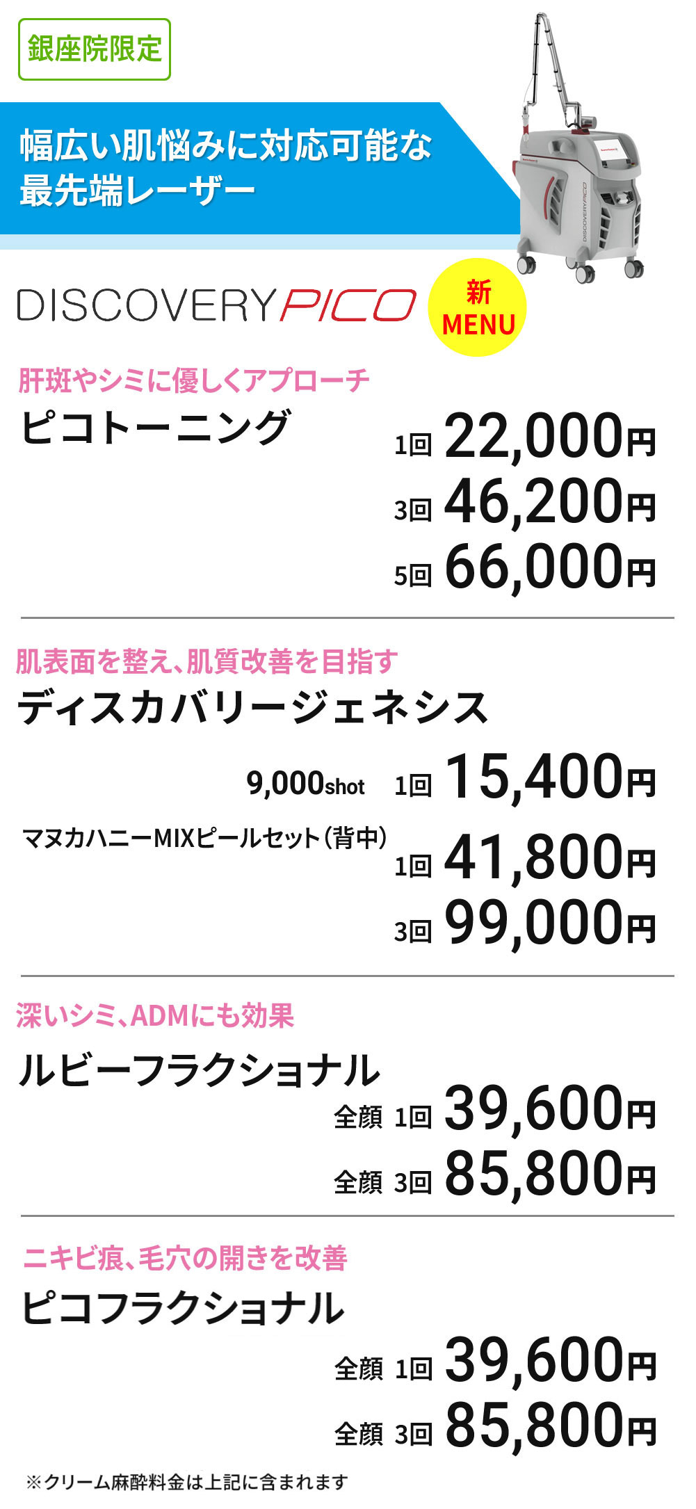 銀座院限定 ディスカバリーピコ新メニュー